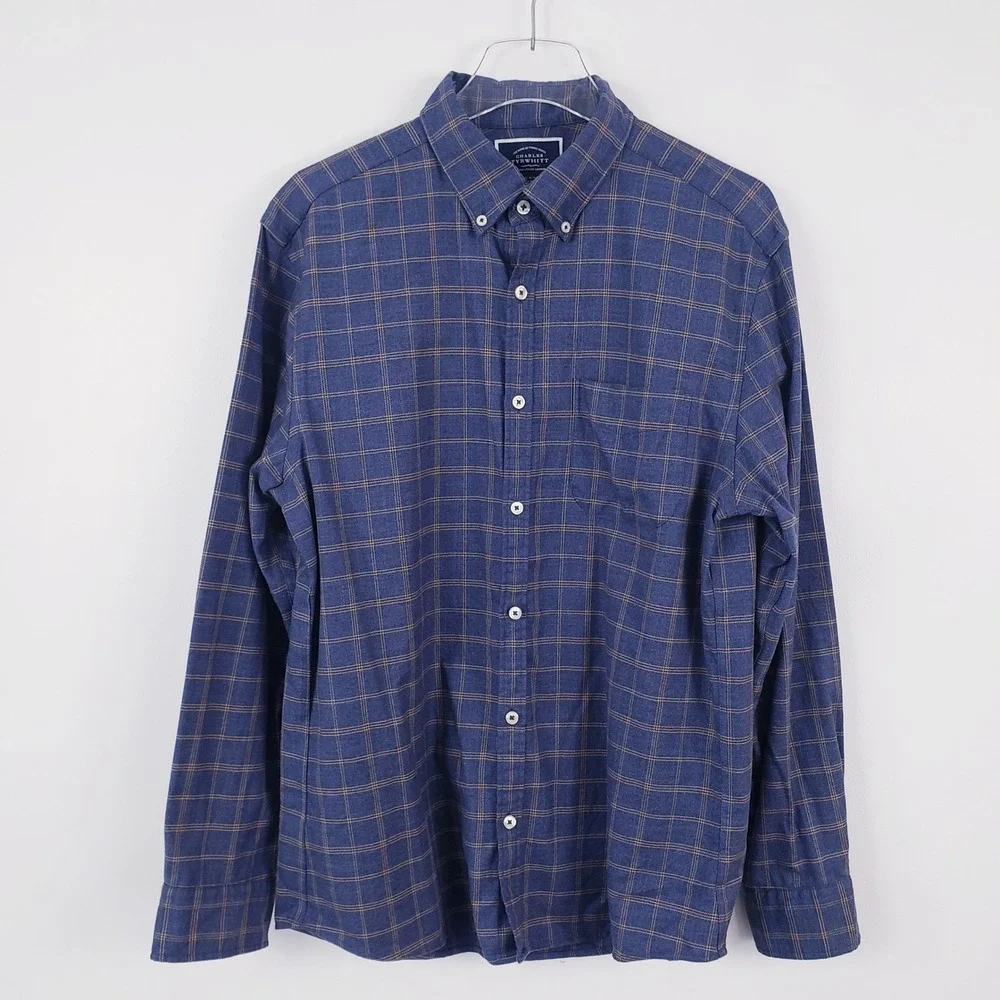 blue grid dress shirt Extreme Cutaway Collar Non-Iron Blue Light Grid Shirt 41 / US 16 main image 0